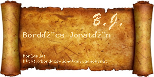 Bordács Jonatán névjegykártya